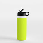 Bright Neon Yellow Green Chartreuse Solid Color Water Bottle Gallery Image 1