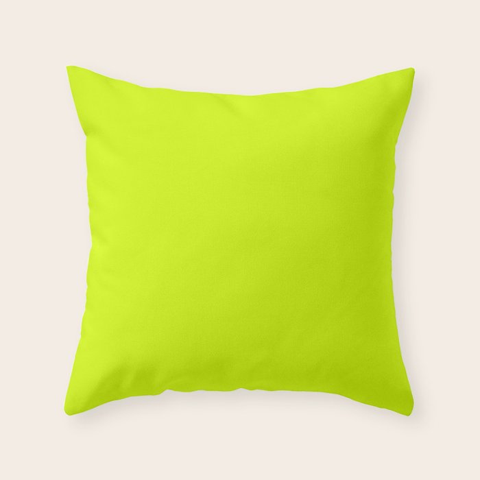 Bright Neon Yellow Green Chartreuse Solid Color Throw Pillow Gallery Image 6