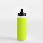 Bright Neon Yellow Green Chartreuse Solid Color Water Bottle Gallery Image 2