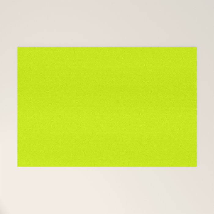 Bright Neon Yellow Green Chartreuse Solid Color Welcome Mat Gallery Image 1