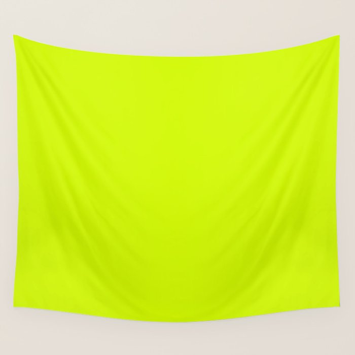 Bright Neon Yellow Green Chartreuse Solid Color Wall Tapestry Gallery Image 1