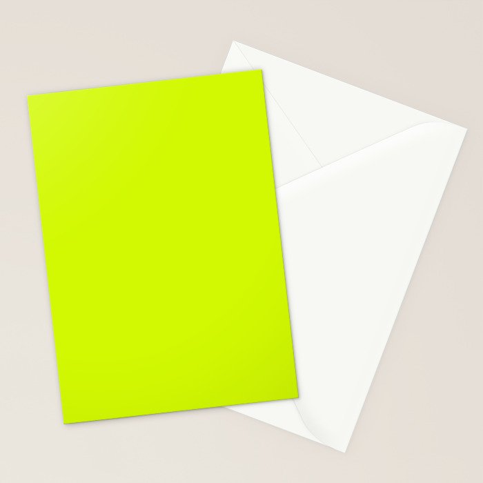 Bright Neon Yellow Green Chartreuse Solid Color Stationery Card Gallery Image 2