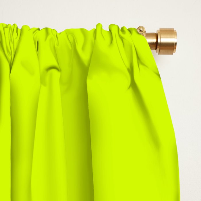 Bright Neon Yellow Green Chartreuse Solid Color Window Curtain Gallery Image 2