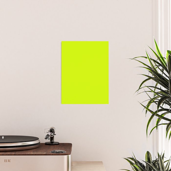 Bright Neon Yellow Green Chartreuse Solid Color Poster Gallery Image 2