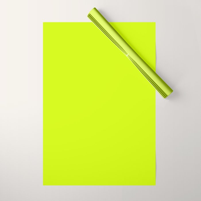Bright Neon Yellow Green Chartreuse Solid Color Wrapping Paper Gallery Image 1