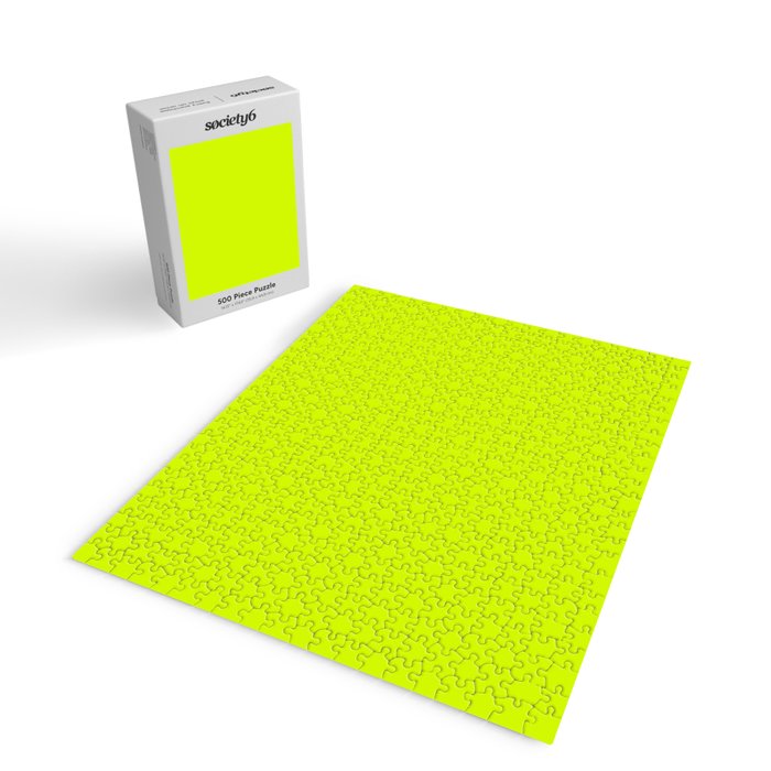 Bright Neon Yellow Green Chartreuse Solid Color Jigsaw Puzzle Gallery Image 2