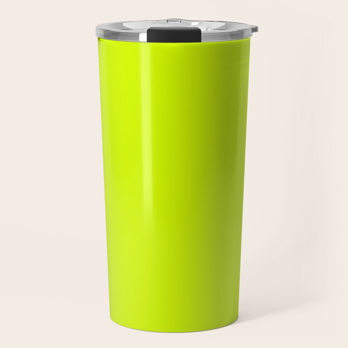 Bright Neon Yellow Green Chartreuse Solid Color Travel Mug Gallery Image 1