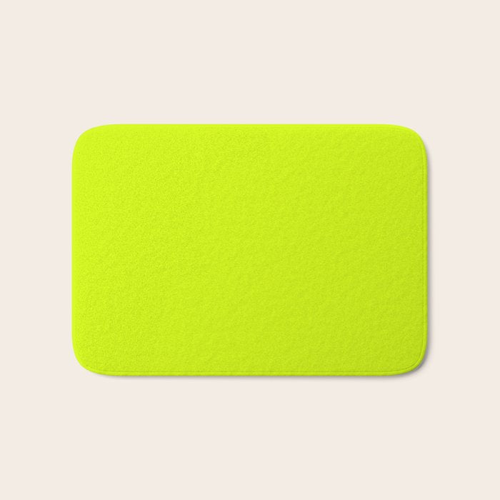 Bright Neon Yellow Green Chartreuse Solid Color Bath Mat Gallery Image 1