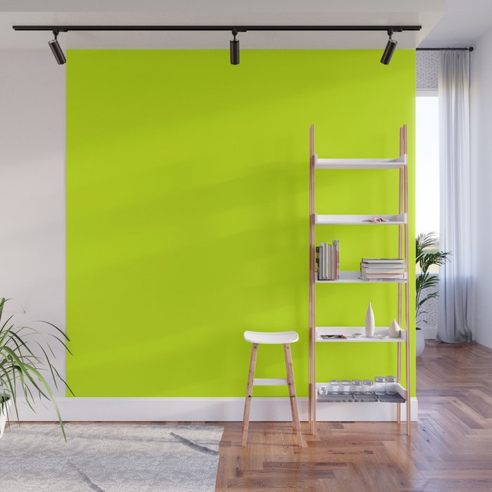 Bright Neon Yellow Green Chartreuse Solid Color Wall Mural Gallery Image 1