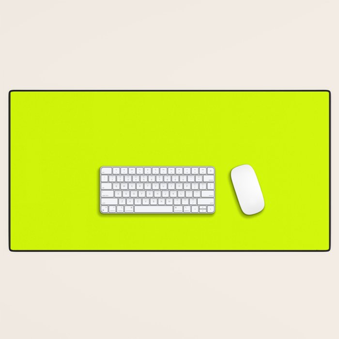 Bright Neon Yellow Green Chartreuse Solid Color Desk Mat Gallery Image 1