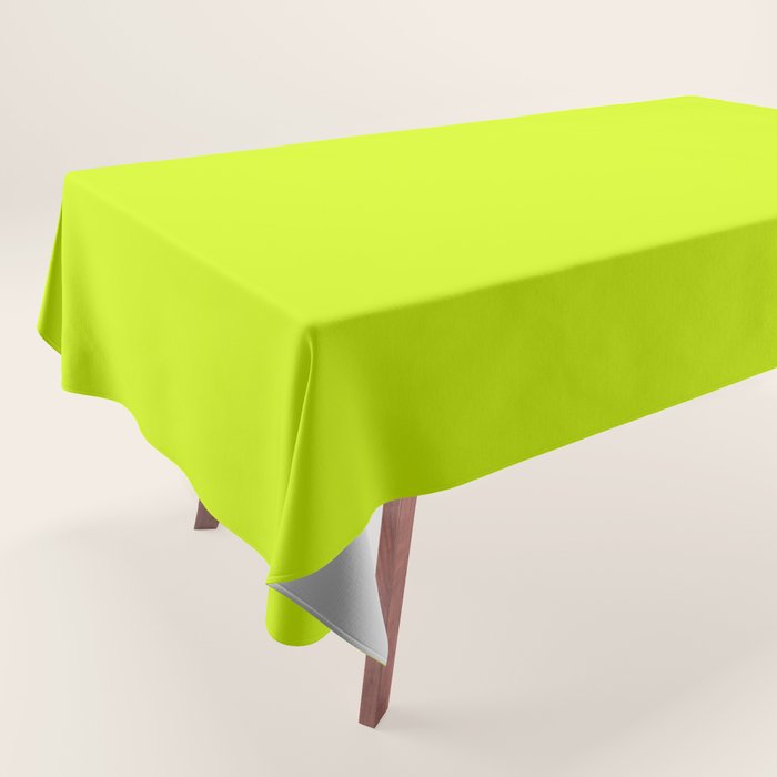 Bright Neon Yellow Green Chartreuse Solid Color Tablecloth Gallery Image 1