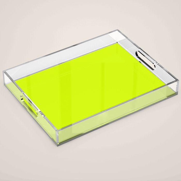 Bright Neon Yellow Green Chartreuse Solid Color Acrylic Tray Gallery Image 1