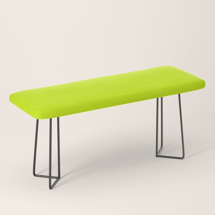 Bright Neon Yellow Green Chartreuse Solid Color Bench Gallery Image 1