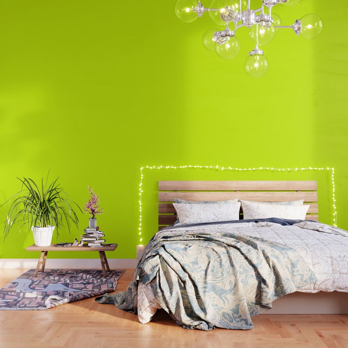 Bright Neon Yellow Green Chartreuse Solid Color Wallpaper Gallery Image 1