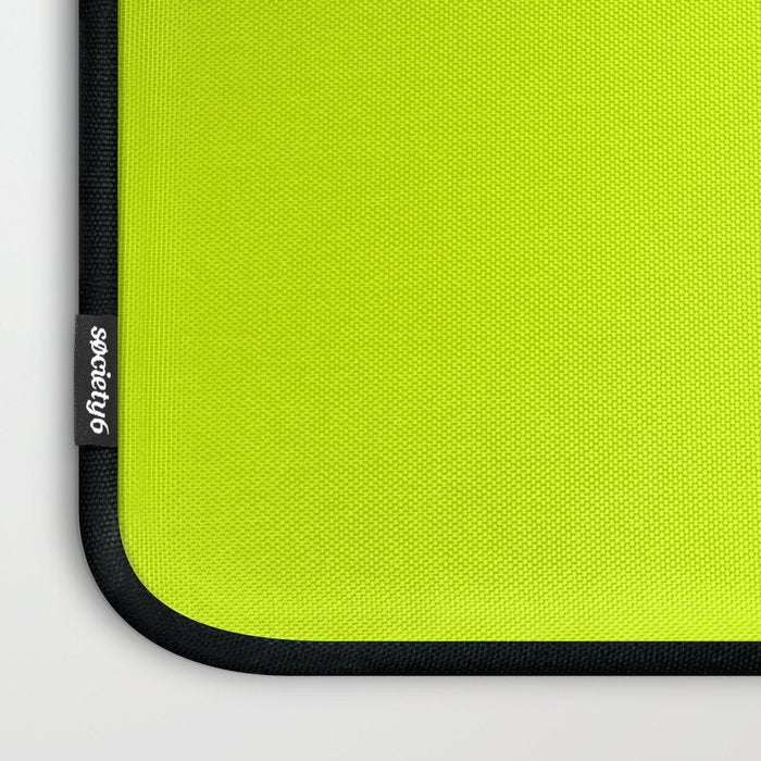 Bright Neon Yellow Green Chartreuse Solid Color Laptop Sleeve Gallery Image 3