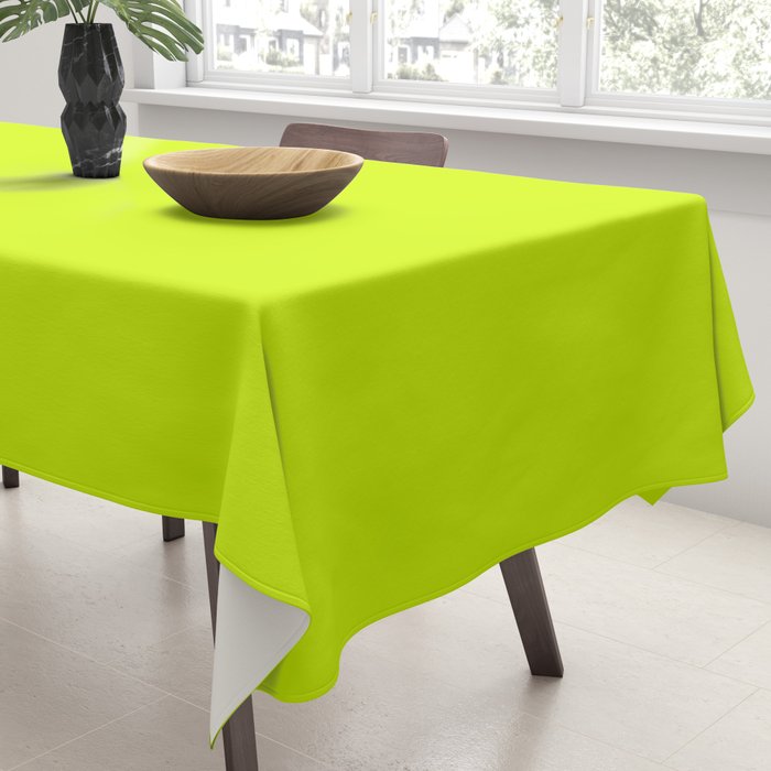 Bright Neon Yellow Green Chartreuse Solid Color Tablecloth Gallery Image 3