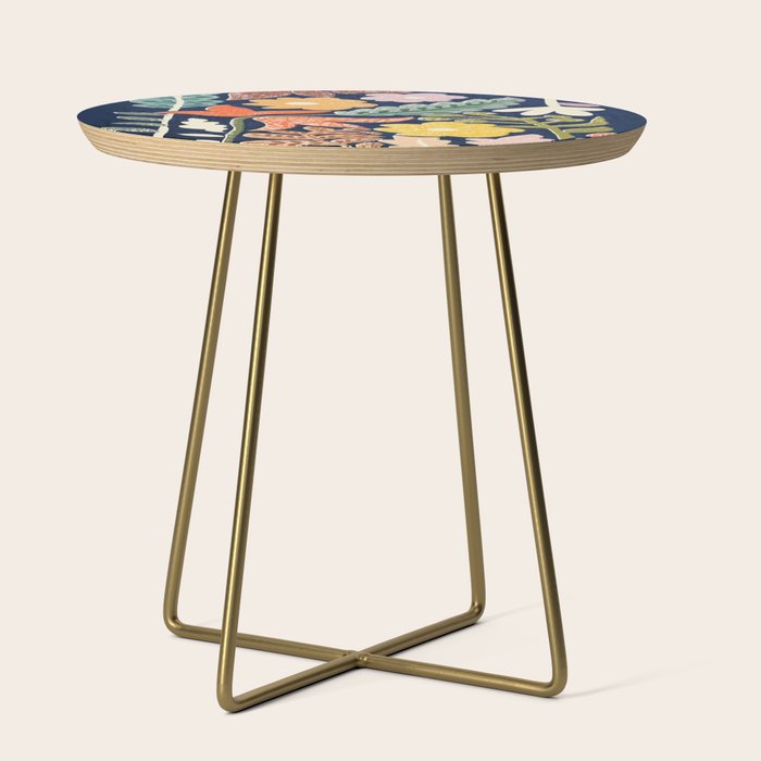 Block print summer meadow dark blue Side Table Gallery Image 1