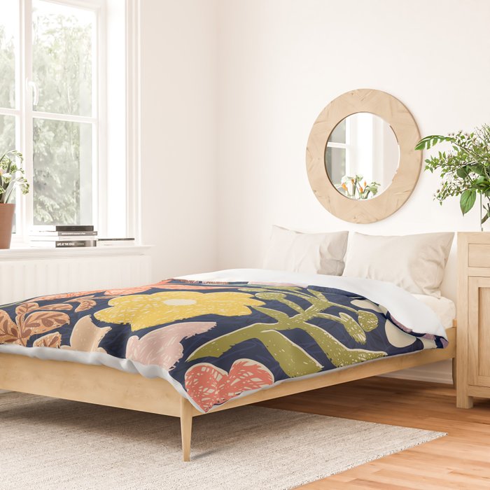Block print summer meadow dark blue Duvet Cover Gallery Image 2