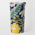 Block print summer meadow dark blue Travel Mug Gallery Image 2