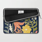 Block print summer meadow dark blue Laptop Sleeve Gallery Image 2