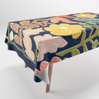 Block print summer meadow dark blue Tablecloth Gallery Image 1