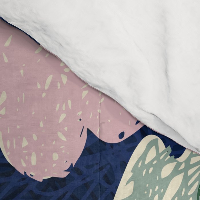 Block print summer meadow dark blue Comforter Gallery Image 4