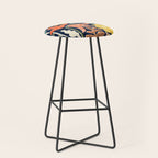 Block print summer meadow dark blue Stool Gallery Image 1