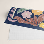 Block print summer meadow dark blue Wrapping Paper Gallery Image 2