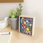Block print summer meadow dark blue Mini Art Print Gallery Image 2