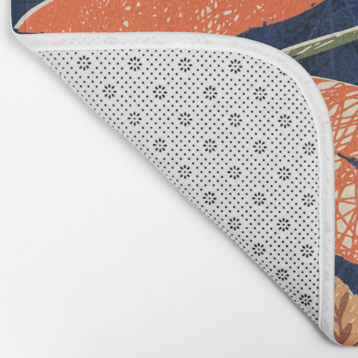 Block print summer meadow dark blue Bath Mat Gallery Image 2