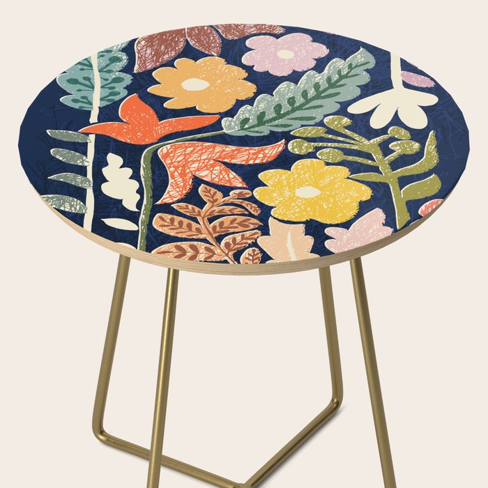 Block print summer meadow dark blue Side Table Gallery Image 2