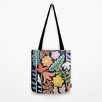 Block print summer meadow dark blue Tote Bag Gallery Image 2