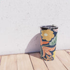 Block print summer meadow dark blue Travel Mug Gallery Image 4