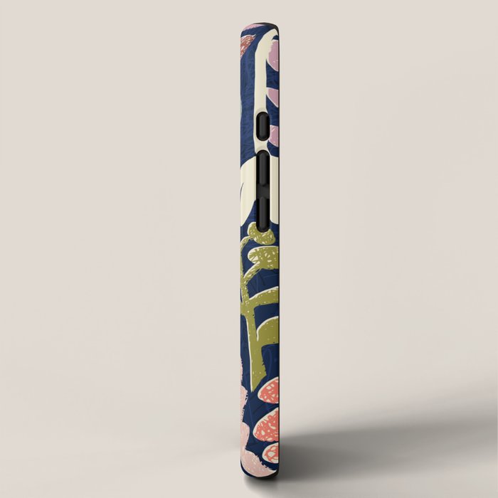 Block print summer meadow dark blue iPhone Case Gallery Image 2