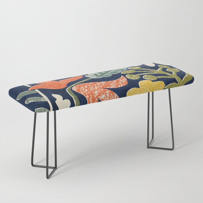 Block print summer meadow dark blue Bench Gallery Image 1