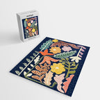 Block print summer meadow dark blue Jigsaw Puzzle Gallery Image 2