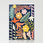 Block print summer meadow dark blue Stationery Card Gallery Image 2