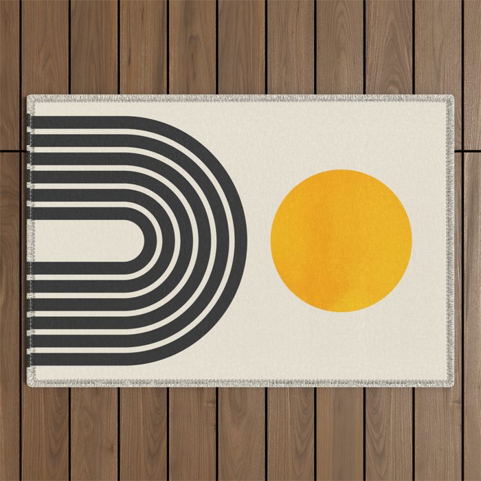 Gold Sun I: Mid-Century Modern Edition Outdoor Rug Gallery Image 1