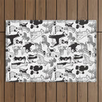Geometric sweet wet noses // white background black and white dogs Outdoor Rug Gallery Image 1
