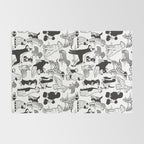 Geometric sweet wet noses // white background black and white dogs Rug Gallery Image 2