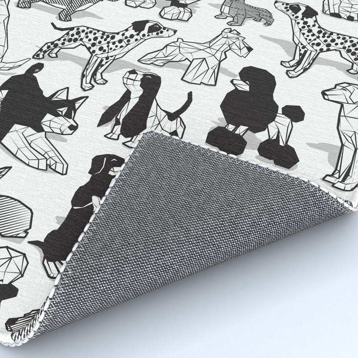 Geometric sweet wet noses // white background black and white dogs Rug Gallery Image 4
