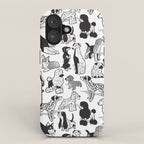 Geometric sweet wet noses // white background black and white dogs iPhone Case Gallery Image 1
