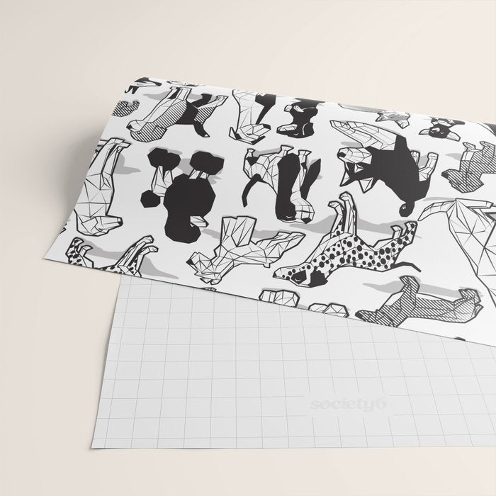 Geometric sweet wet noses // white background black and white dogs Wrapping Paper Gallery Image 2