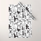 Geometric sweet wet noses // white background black and white dogs Wrapping Paper Gallery Image 1