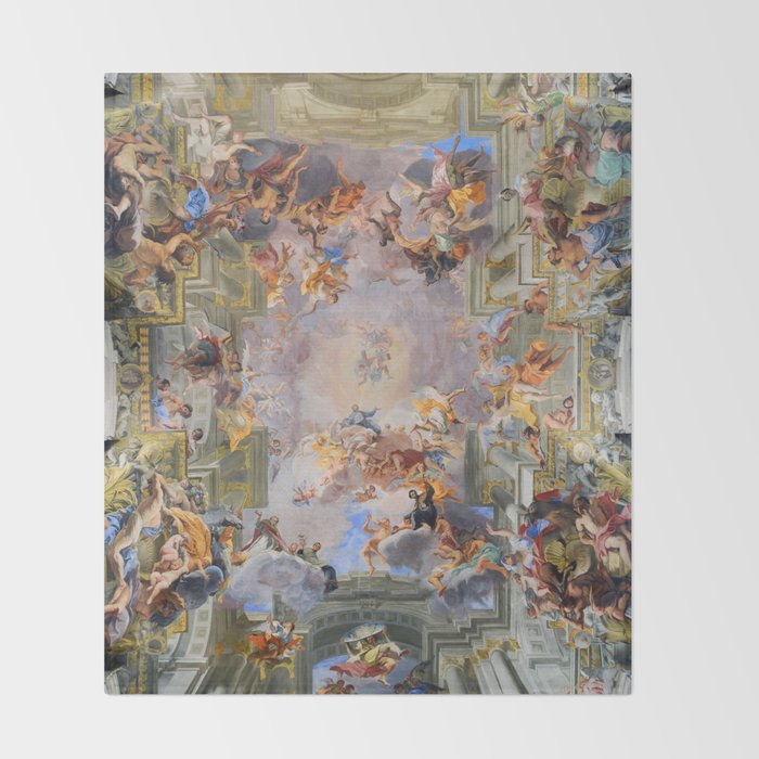 The Triumph Of St Ignatius Ceiling Painting Fresco Renaissance  Throw Blanket Gallery Image 2