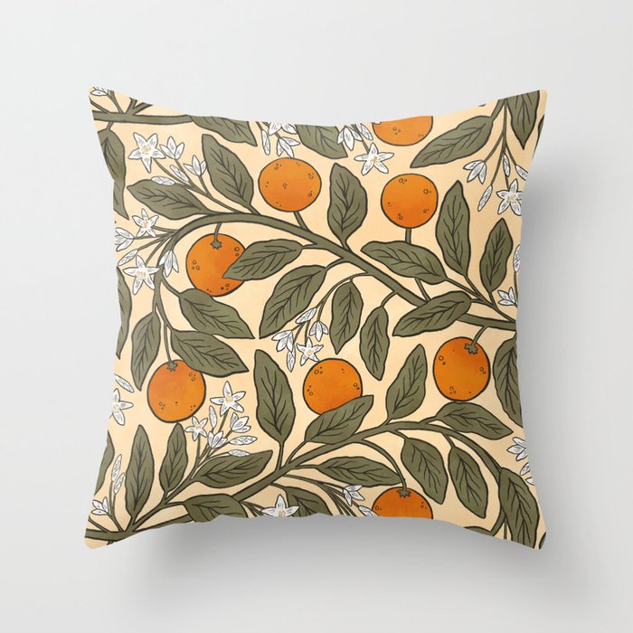 Art Nouveau Oranges Throw Pillow Gallery Image 6