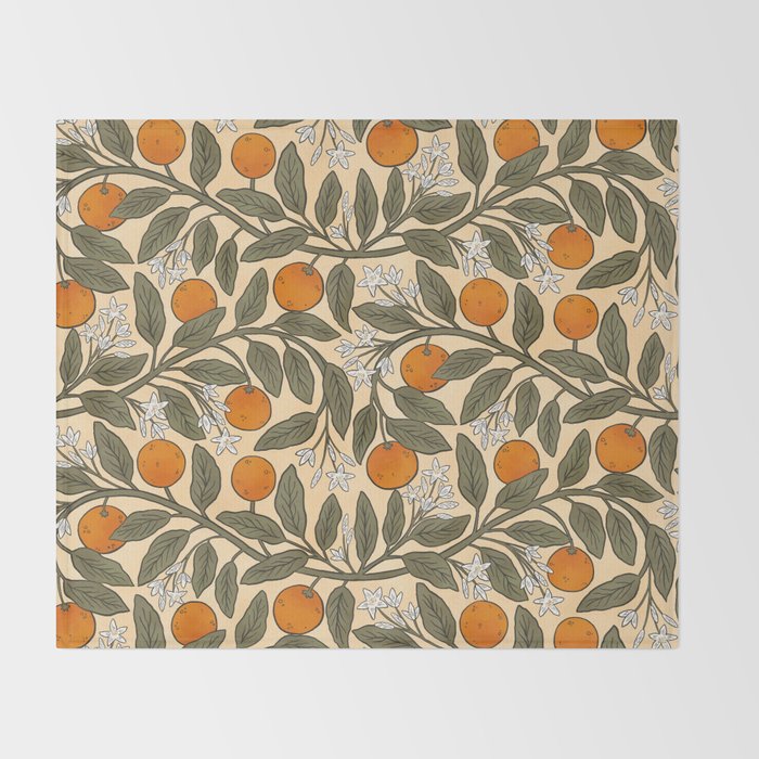 Art Nouveau Oranges Throw Blanket Gallery Image 2