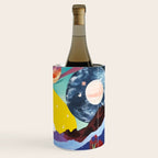 The Inner Space Landscape, Abstract Planets Painting Eclectic, Voyage Sun Moon Stars Voyage, Mountains Mars Bohemian Fantasy Wine Chiller Gallery Image 3