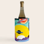 The Inner Space Landscape, Abstract Planets Painting Eclectic, Voyage Sun Moon Stars Voyage, Mountains Mars Bohemian Fantasy Wine Chiller Gallery Image 1