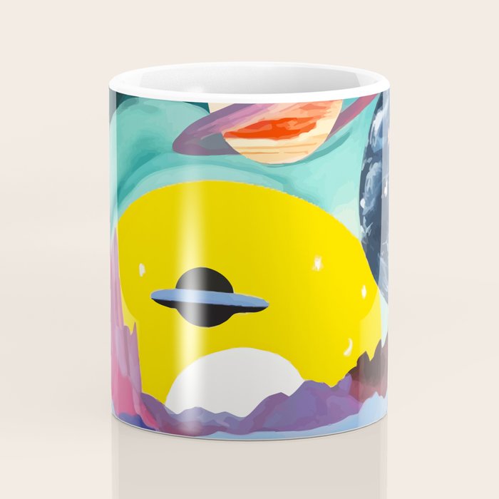 The Inner Space Landscape, Abstract Planets Painting Eclectic, Voyage Sun Moon Stars Voyage, Mountains Mars Bohemian Fantasy Coffee Mug Gallery Image 4